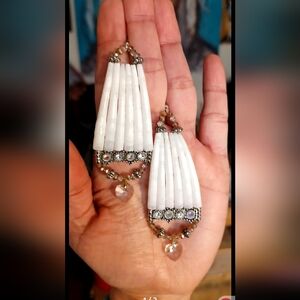 Elegant White Beaded Earrings